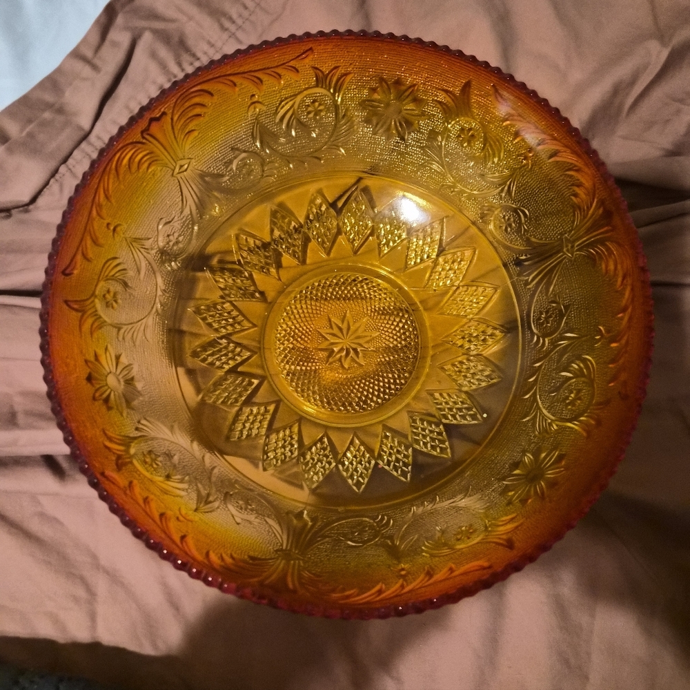 Rare Find Duncan & Miller Vintage Amberina Serving Bowl MINT